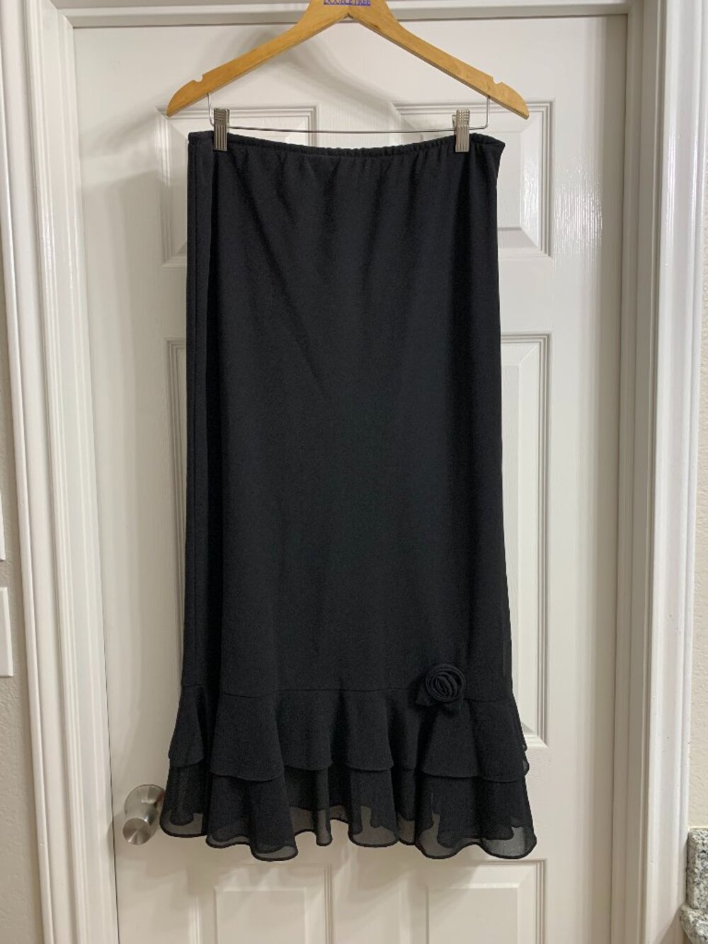 MSK Brand Women's Black Ruffled Skirt, Size XL